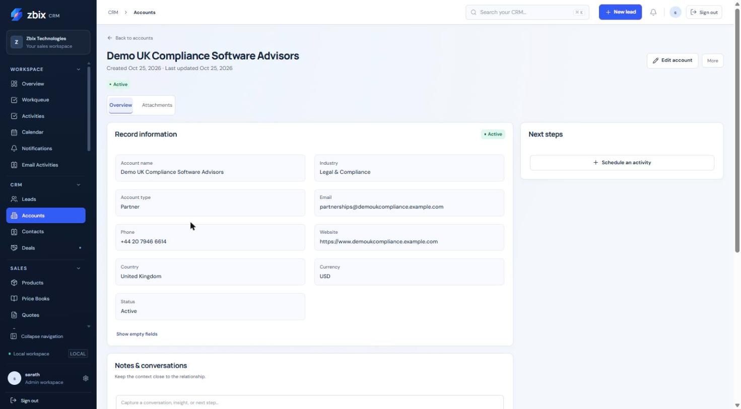 Account detail record