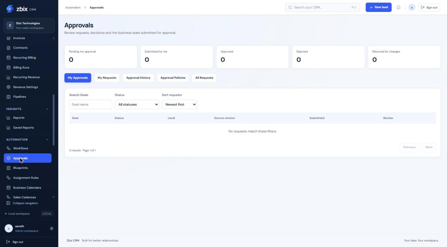 My Approvals tab
