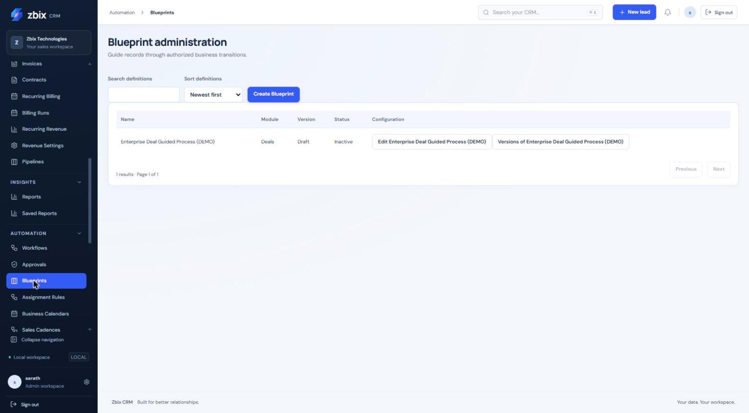 Blueprint administration