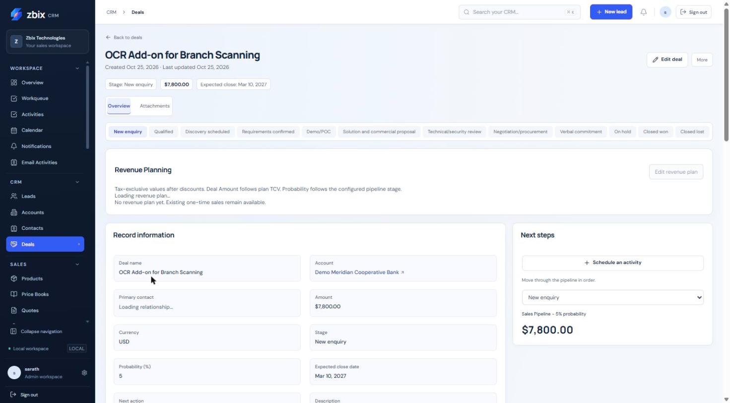 Deal detail record