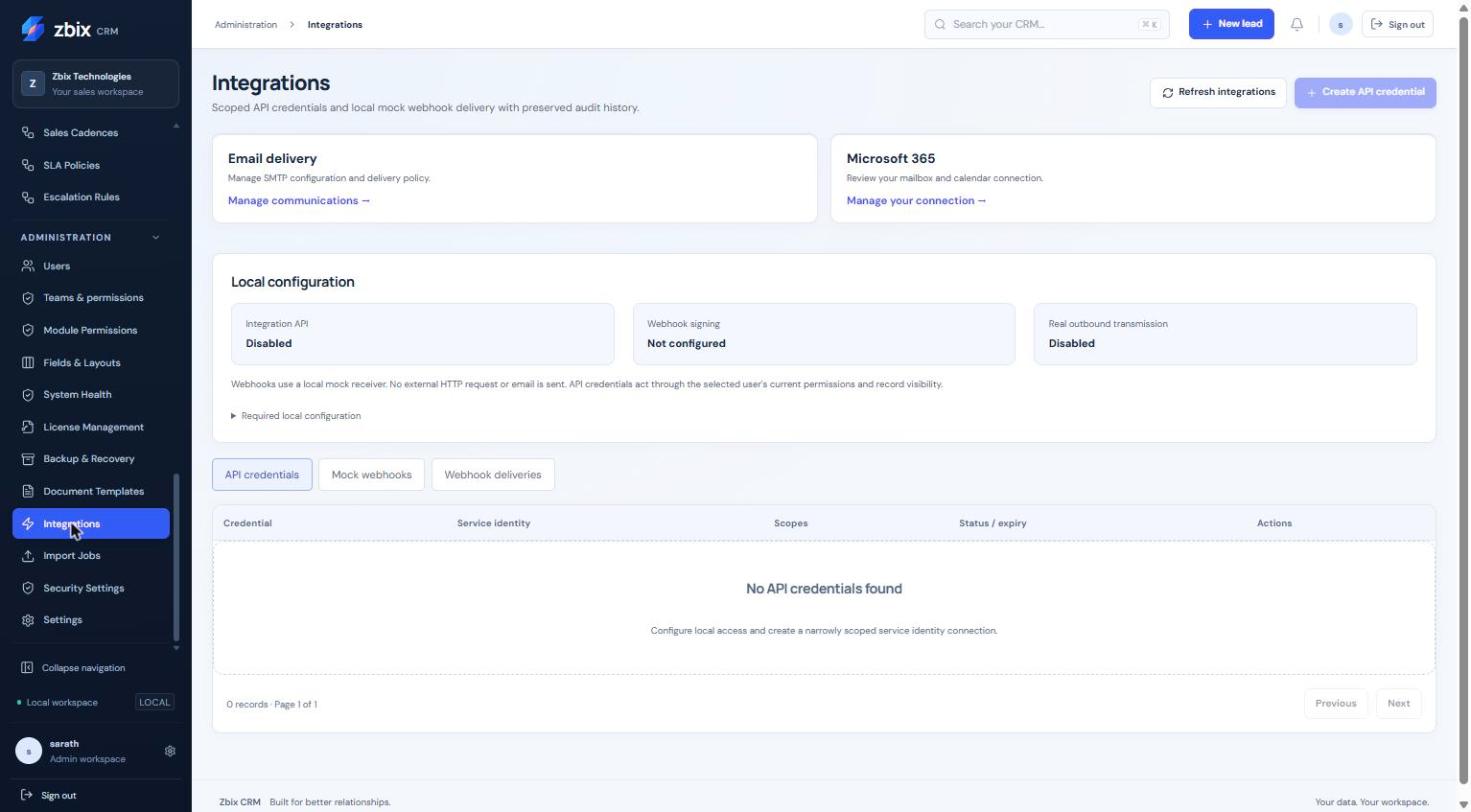 Integrations & API credentials