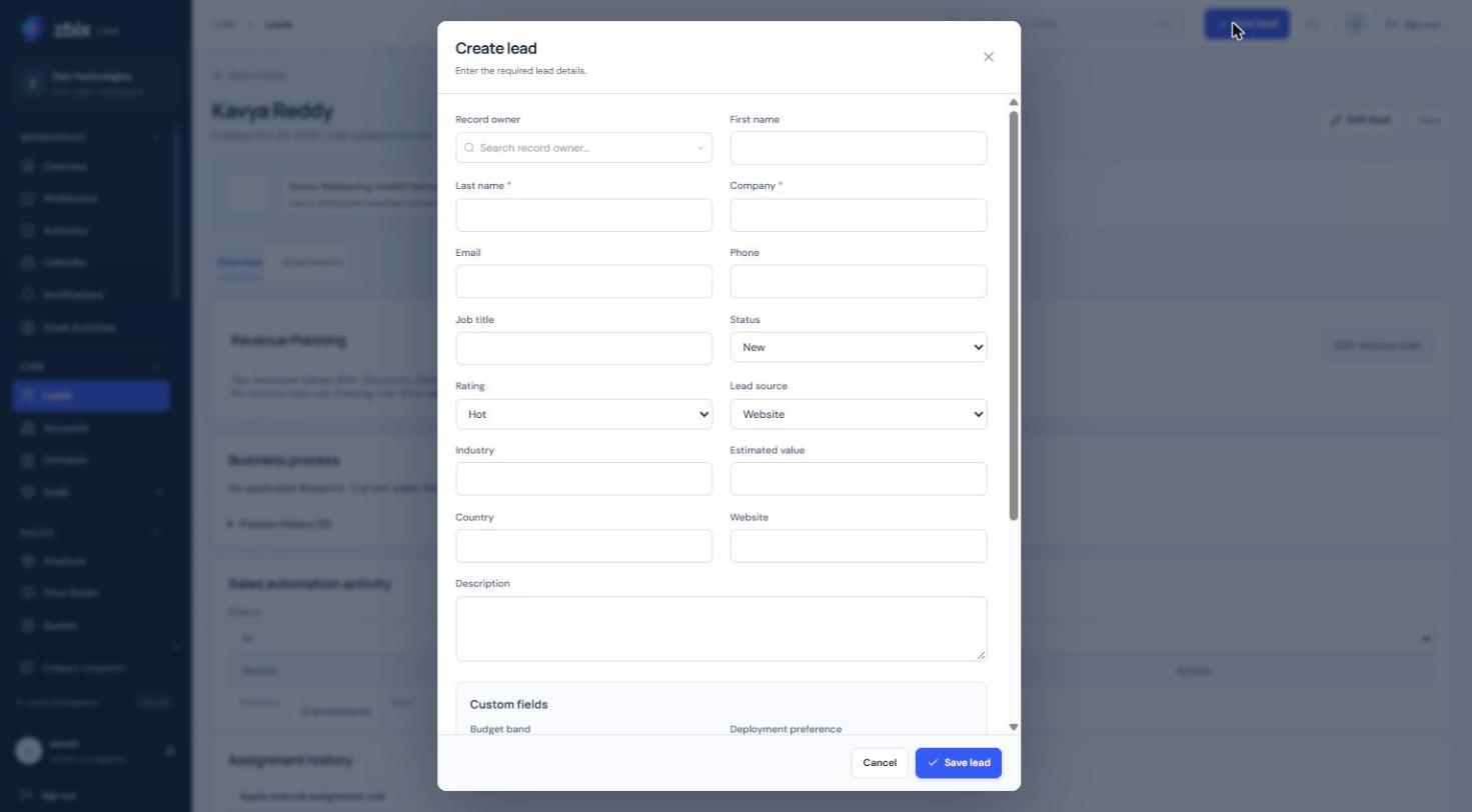 Create lead form