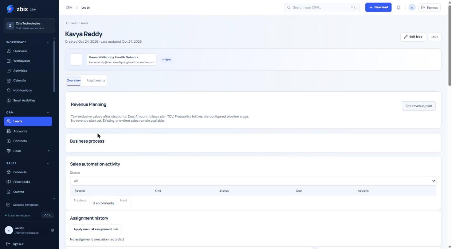 Lead detail record