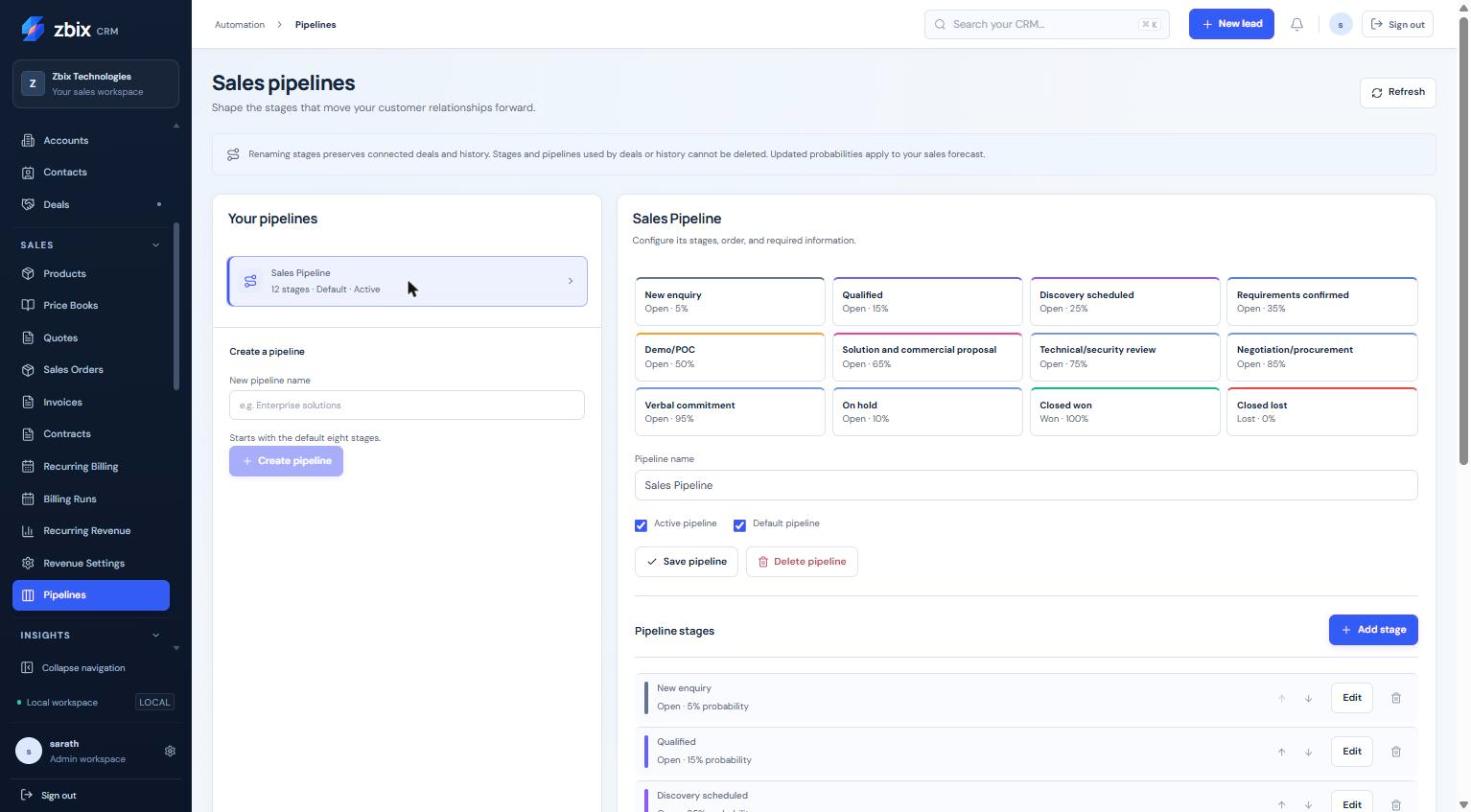 Pipeline stage editor