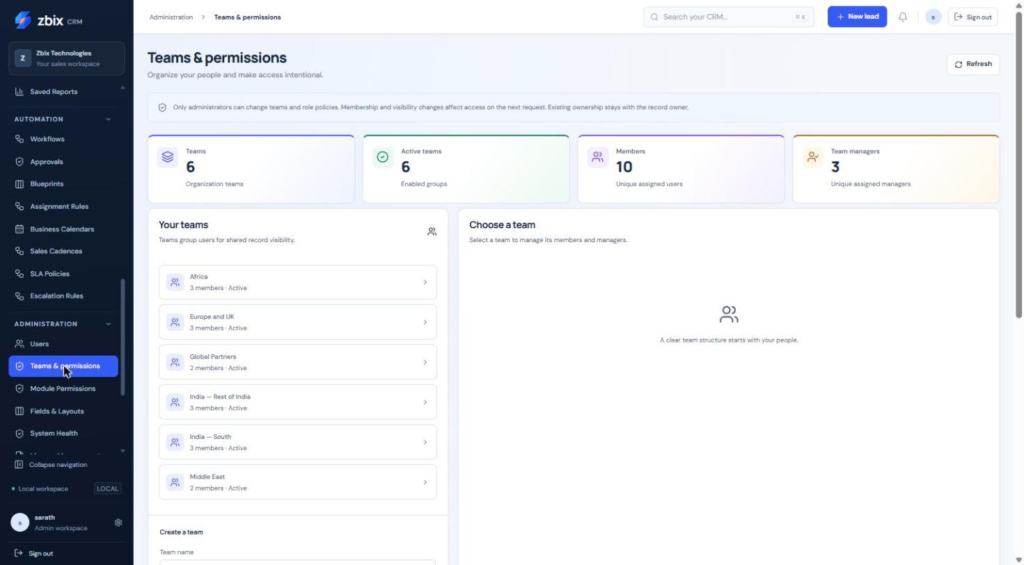 Teams & permissions