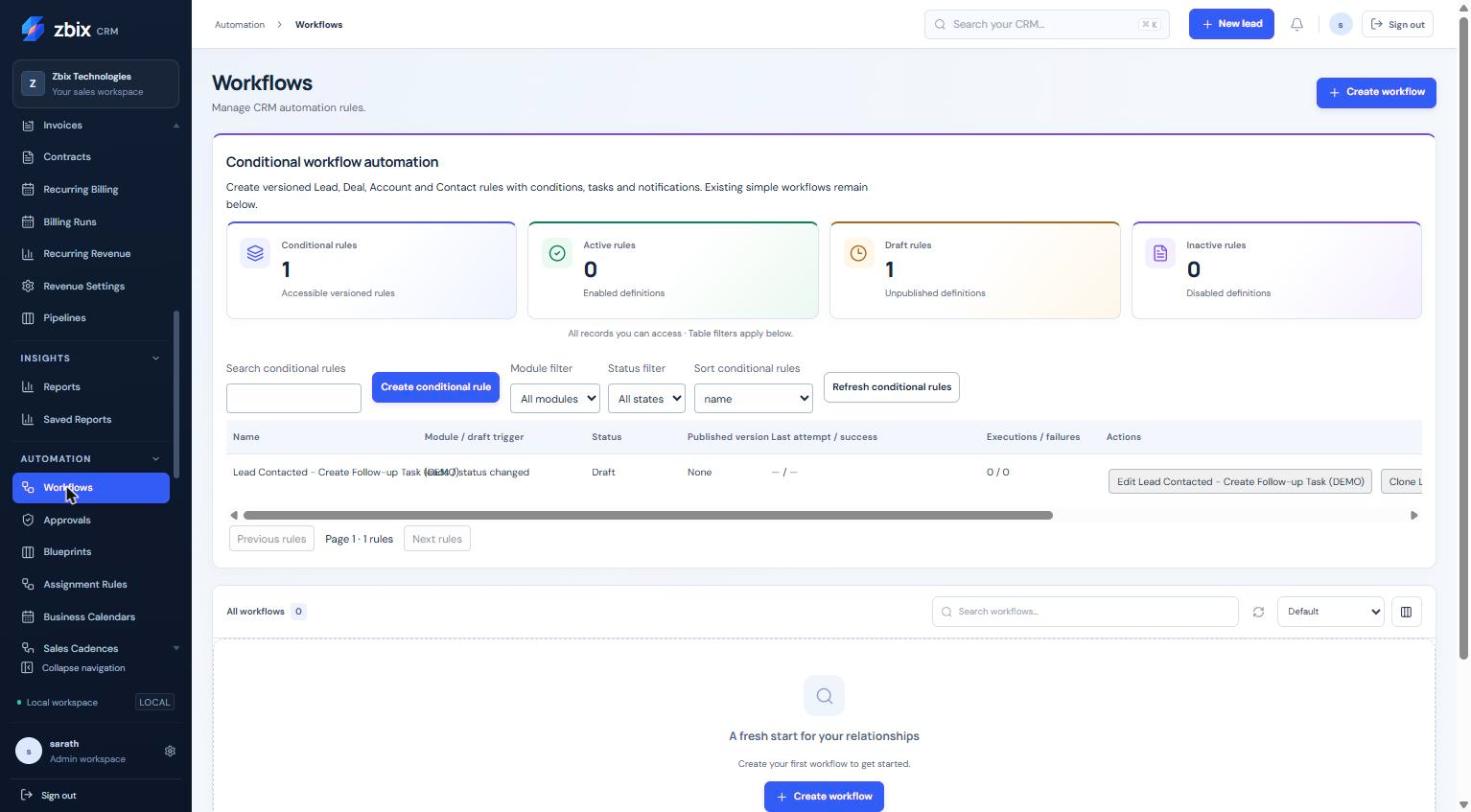 Conditional workflows & legacy rules