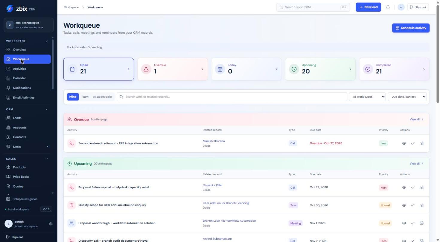 Task/call/meeting queue